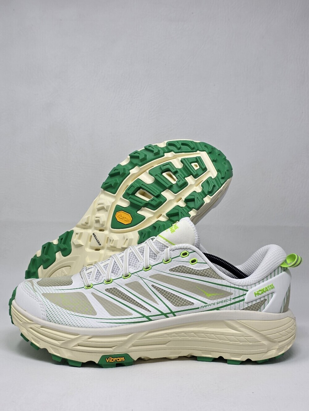 HOKA Mafate Speed 2 White/Fresh Cut Grass Men's Size 13 Trail Running Shoes New